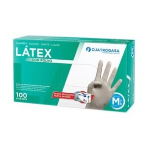 CUATROGASA GUANTE LATEX CON POLVO T-S 100 UNIDADES 5 GR