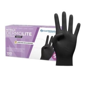 CUATROGASA GUANTE NITRILO DERMOTILE NEGRO T-S  100 UNIDADES 3,5GR